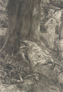 Hermia in the Wood, illustration til akt III, Scene II, En skærsommernat af Edwin Austin Abbey