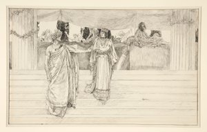 Hermione bønfalder Polixenes - Akt I, Scene II, Vinteren af Edwin Austin Abbey