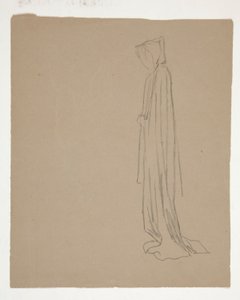 Hættefigur (recto); Studie af en mandsfigur (verso) af Edwin Austin Abbey