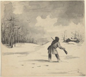 Jæger i sne af Edwin Austin Abbey