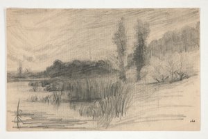 Landskab ved vand af Edwin Austin Abbey