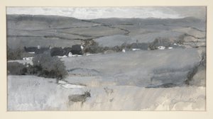 Landskab med ko i forgrunden af Edwin Austin Abbey