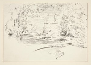 Landskab med figur af Edwin Austin Abbey