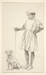 Launce and His Dog, fra akt IV, Scene iv, Two Gentlemen of Verona af Edwin Austin Abbey