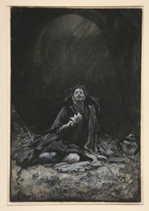 Malvolio i fangehullet, illustration til akt III, Scene iv, Twelfth Night af Edwin Austin Abbey