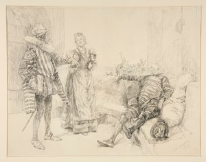 Maria, Sir Andrew og Toby, illustration til 1. akt, Scene iii, Twelfth Night af Edwin Austin Abbey