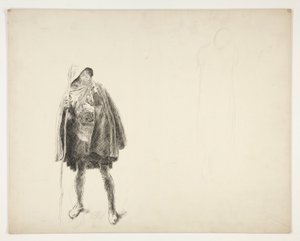 Peasant, skitse til et uidentificeret Shakespeare-skuespil af Edwin Austin Abbey