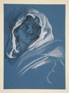 Portræt af en ung mand med hætte af Edwin Austin Abbey