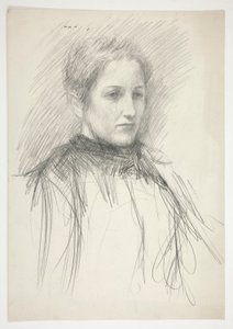 Portræt af en ung fru Abbey (?) af Edwin Austin Abbey