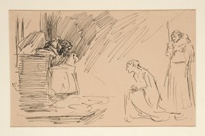 Foreløbig skitse til akt II, scene I, alle af Edwin Austin Abbey
