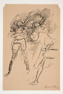 Foreløbig skitse til akt IV, scene III, alle af Edwin Austin Abbey