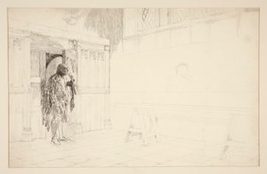Foreløbig skitse til Merry Wives of Windsor af Edwin Austin Abbey