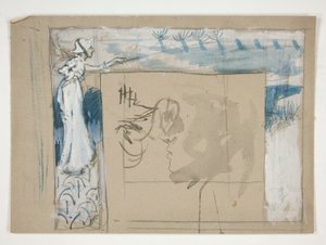 Foreløbig skitse til en flisepejseindfatning af Edwin Austin Abbey