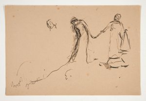 Foreløbig skitse af Helena og Lafeu til akt IV, scene III, alle af Edwin Austin Abbey