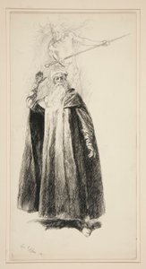 Prospero og Ariel, illustration til 5. akt, Scene i, Stormen af Edwin Austin Abbey