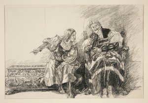 Proteus og hertugen, fra akt III, Scene i, Two Gentlemen of Verona af Edwin Austin Abbey