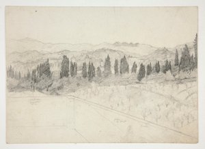 Romersk(?) landskab set fra balkon (recto); Havlandskab (omvendt) af Edwin Austin Abbey