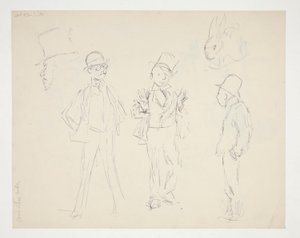 Ark med skitser af figurer af Edwin Austin Abbey