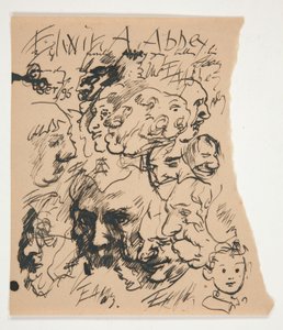 Ark med skitser af hoveder af Edwin Austin Abbey