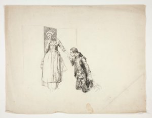 Skitse til Oliver Goldsmith af Edwin Austin Abbey