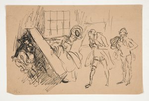 Skitse til School for Scandal, illustration til Scribner af Edwin Austin Abbey