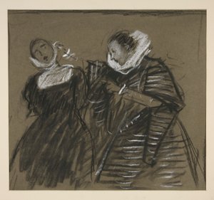 Skitse til Taming of the Shrew (?) af Edwin Austin Abbey