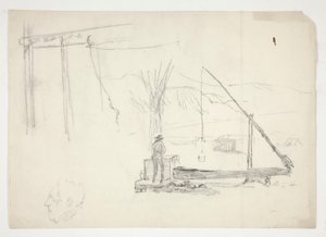 Skitse af en mand ved en brønd af Edwin Austin Abbey