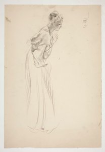 Skitse af en kvinde, bøjet og bedende af Edwin Austin Abbey