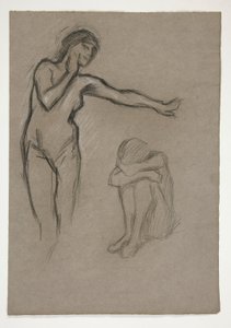 Skitse af to figurer af Edwin Austin Abbey