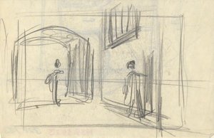Gadebillede med figurer (recto); Arkitektstudie (verso)