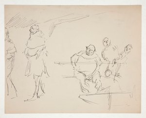 Studier til et uidentificeret Shakespeare-skuespil (Falstaff?) (recto and verso) af Edwin Austin Abbey