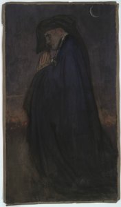 Undersøgelse. Mand i blå kappe, måneskin af Edwin Austin Abbey