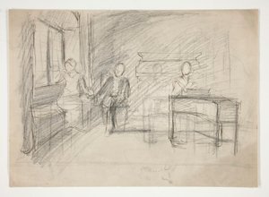 Studie til en gammel sang(?) (akvarel) af Edwin Austin Abbey