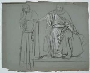 Studie for King og ledsagere i Hamlet af Edwin Austin Abbey