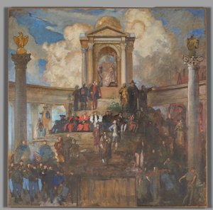 Undersøgelse for The Apotheosis of Pennsylvania, Repræsentanternes Hus, Pennsylvania State Capitol, Harrisburg af Edwin Austin Abbey