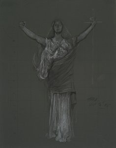 Studie for allegorisk lovfigur, rondel i rotunden i Pennsylvania State Capitol Building, Harrisburg, 1902-1911 af Edwin Austin Abbey