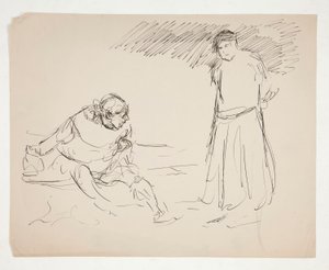 Studie til et uidentificeret Shakespeare-skuespil af Edwin Austin Abbey