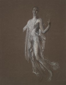 Undersøgelse for figur på 5 am(?) in af Edwin Austin Abbey