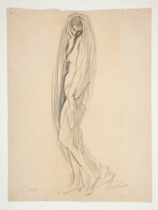 Undersøgelse for figur af 7 pm for af Edwin Austin Abbey