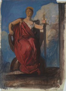 Undersøgelse for figur af The Genius of Pennsylvania i af Edwin Austin Abbey