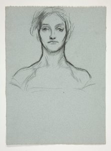 Studie til pastel (.2228): Portræt af en ung kvinde af Edwin Austin Abbey