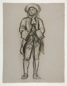 Undersøgelse af figuren Penn(?) eller Franklin(?) til vægmaleri i statens hovedbygning i Harrisburg, Pennsylvania, 1902-1911 (fuldført af John Singer Sargent) af Edwin Austin Abbey