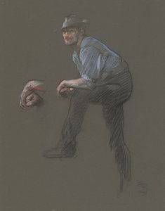 Undersøgelse for figuren af en arbejder i af Edwin Austin Abbey