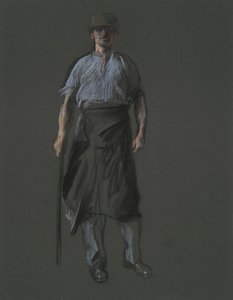 Undersøgelse for figuren af en arbejder, i af Edwin Austin Abbey