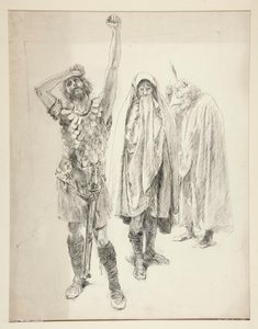 Studie til uidentificeret Shakespeare-skuespil af Edwin Austin Abbey
