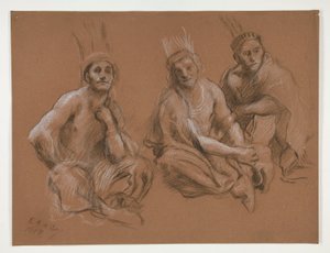 Studie af 3 indianere til af Edwin Austin Abbey