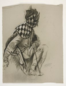 Studie af Jester (ubrugt), for Quest of the Holy Grail (en serie på femten malerier til Boston Public Library, afsluttet i 1901) af Edwin Austin Abbey