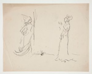 Studie af to figurer, fra kærlighed af Edwin Austin Abbey