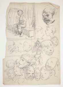 Studie af en dreng, undersøgelse af ansigter af Edwin Austin Abbey