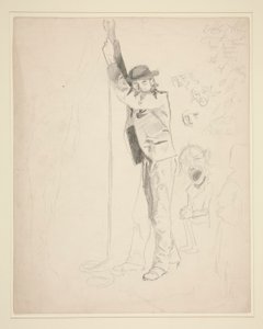 Studie af en mand, der ringer med en klokke; doodles af EAA af Edwin Austin Abbey